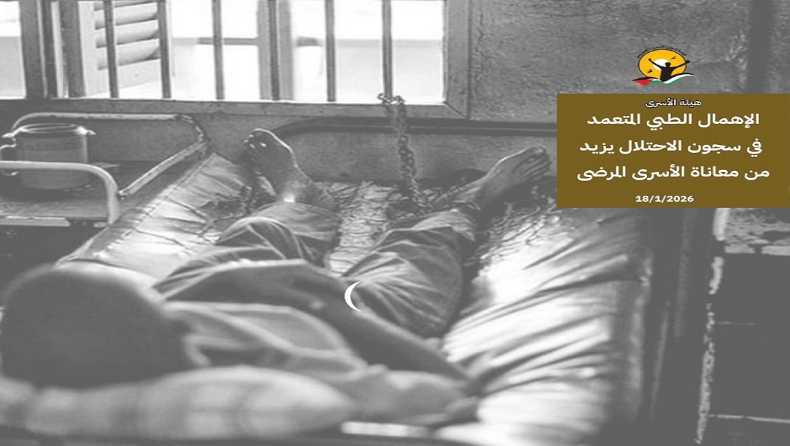  الإهمال الطبي المتعمد في سجون الاحتلال يزيد من معاناة الأسرى المرضى 