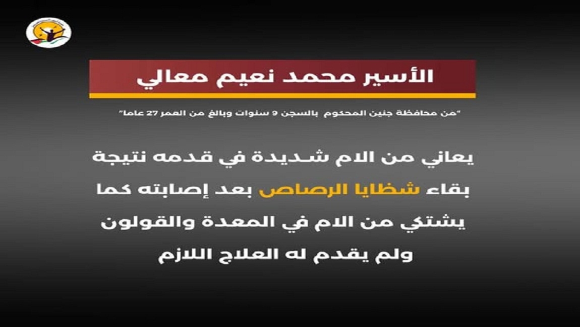  الإهمال الطبي يفاقم حياة الأسير محمد نعيم معالي 